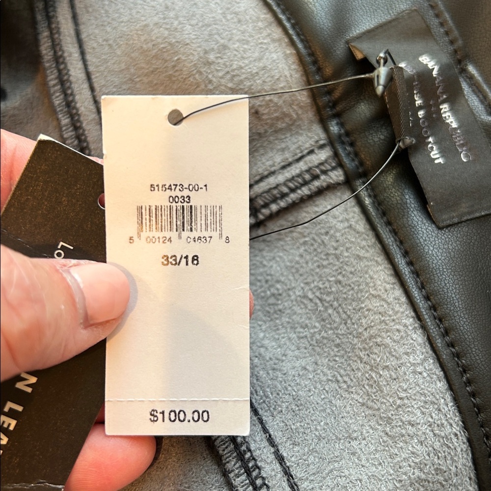 NWT Banana Republic Mid Rise Bootcut Vegan Leather Pants. 33/16. Classic. Moto - Picture 15 of 15